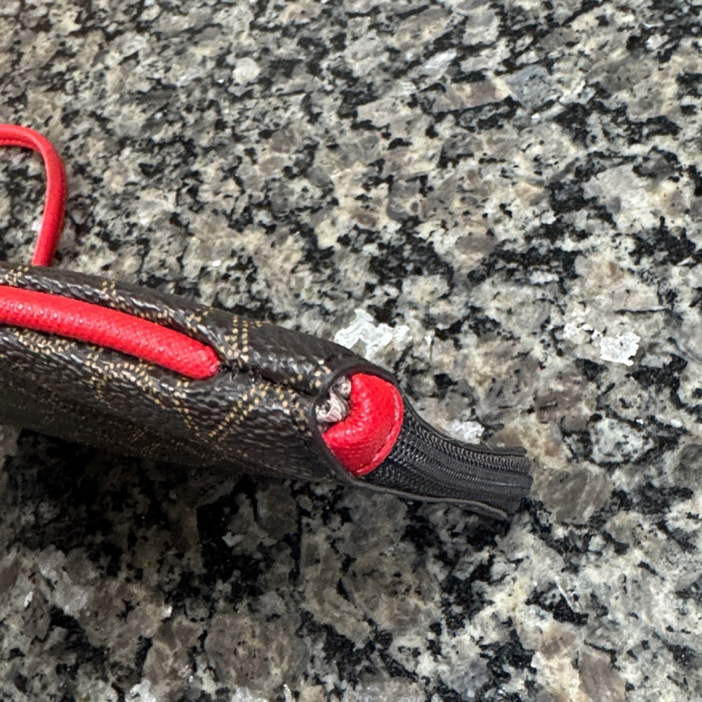 Calvin Klein Logo Wristlet in Brown and Red NWT - Picture 12 of 16